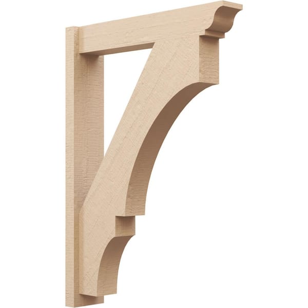 Ekena Millwork 6 in. x 42 in. x 30 in. Balboa Traditional Rough Cedar Woodgrain Timberthane Polyurethane Outlooker, Primed Tan