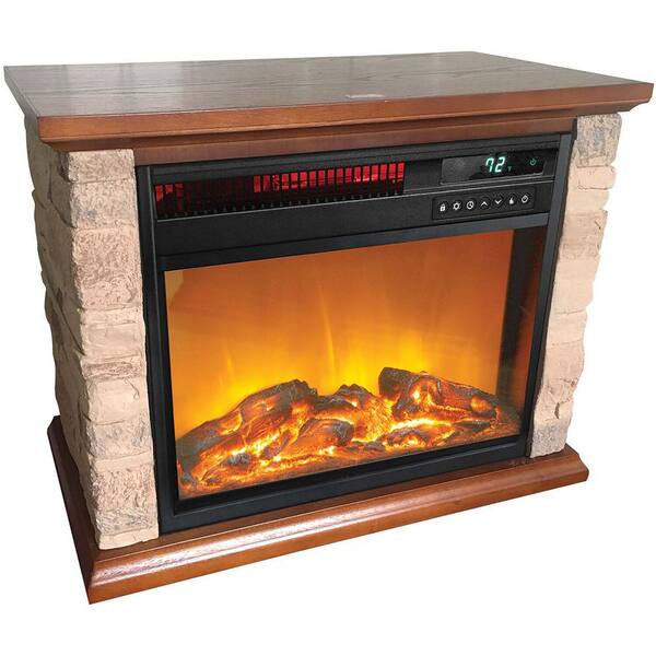 Lifesmart 1500-watt Electric 3-element Small Square Infrared Fireplace with  Faux Stone Accent FP1215 - The Home Depot
