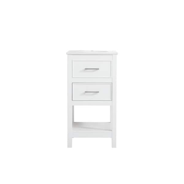 Unbranded Simply Living 18 in. W x 19 in. D x 34 in. H Bath Vanity in White with Calacatta White Engineered Marble Top