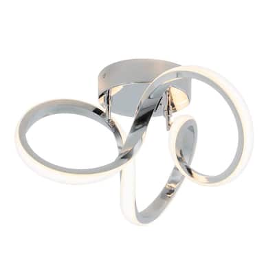 Swirl 13 in. 1-Light Modern Chrome Integrated LED Flush Mount Ceiling Light Fixture for Kitchen or Bedroom