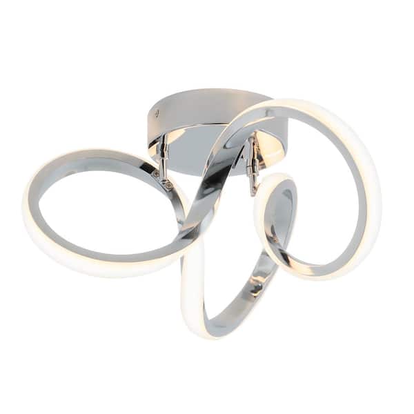 Swirl 13 in. 1-Light Modern Chrome Integrated LED Flush Mount Ceiling Light Fixture for Kitchen or Bedroom