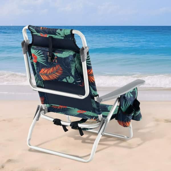 Clihome 2-Pieces Aluminum Folding Backpack Beach Chair in