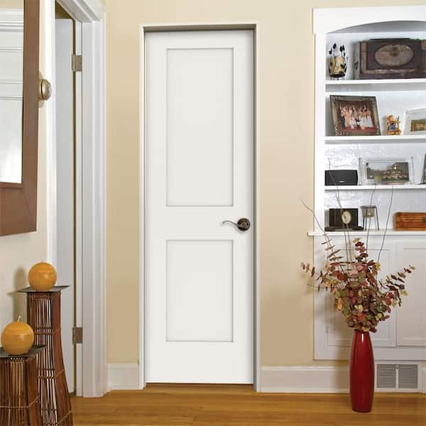 24 in. x 80 in. 2 Panel Shaker Left-Hand Solid Core Primed Wood Single Prehung Interior Door