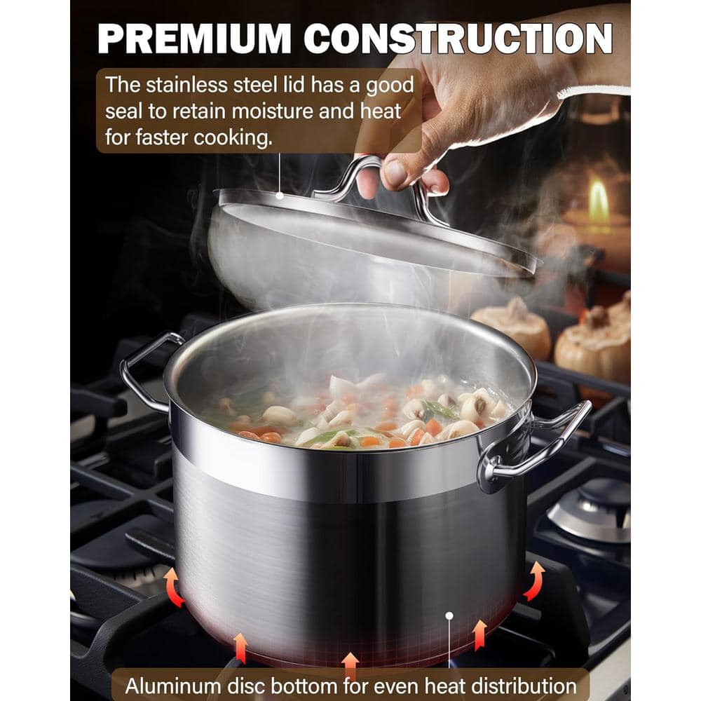20 Quart Stainless Steel Professional Grade Stockpot with Lid