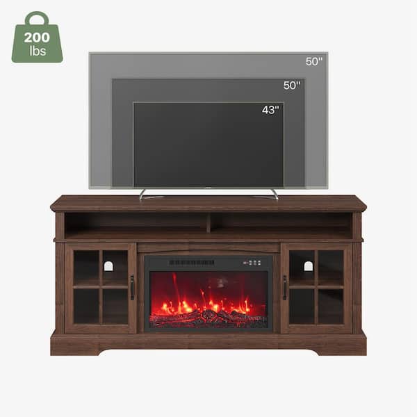 Sizzim 58 in. Freestanding Floor Wooden Surround Electric