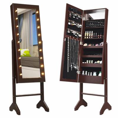 Free Standing Full Length Mirror Storage Jewellery Cabinet Matte Makeup Mirror