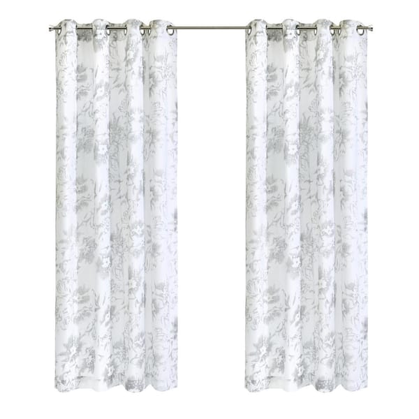 Habitat Kyoto White Polyester Faux Linen 52 in. W x 108 in. L Grommet Indoor Light Filtering Curtain (Single Panel)