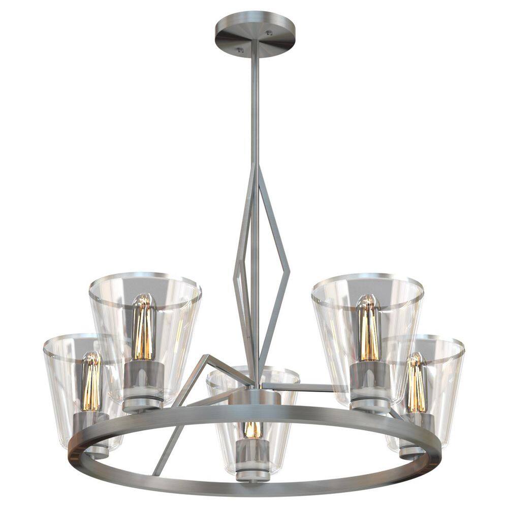 Serafina 6-Light Contemporary Round Brushed Nickel Chandelier Fixture for Indoor Use with Clear Glass Shades price history on PriceWatchPro
