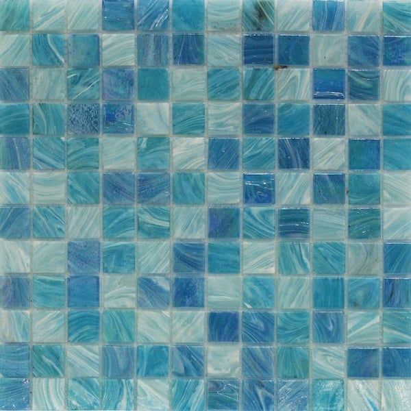 Ivy Hill Tile Aqua Blue Sky Mesh-Mounted Squares 11-3/4 in. x 12