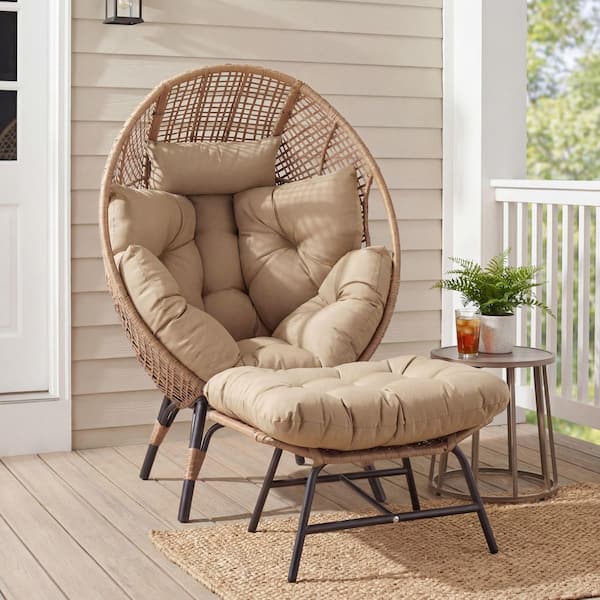 FINCATI PE Wicker Indoor/Outdoor Lounge Egg Chair with Brown