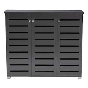 38.3 in. H x 44.5 in. W Gray Wood Shoe Storage Cabinet