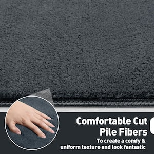 Dark Gray 9.5 in. x 30 in. x 1.2 in. Bullnose Plush Carpet Stair Tread Cover Tape Free Non-slip Set of 7