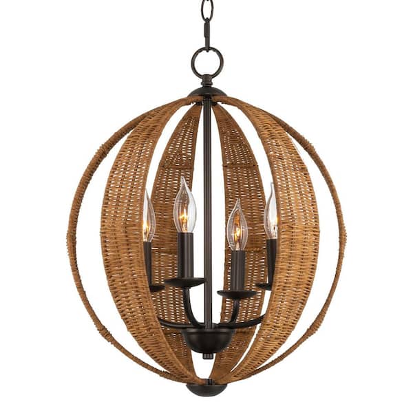 Kira Home Kendall 60-Watt 4-Light Oil-Rubbed Bronze Modern Pendant Light, No Bulb Included