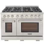 Professional 48 in. 6.7 cu. ft. Double Oven Natural Gas Range with 25K Power Burner, Convection Oven in Stainless Steel