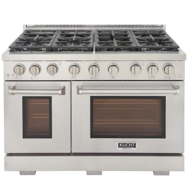Kucht Professional 48 in. 6.7 cu. ft. Double Oven Natural Gas Range with 25K Power Burner, Convection Oven in Stainless Steel