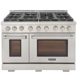 48 in. 6.7 cu. ft. 7- Burners Propane Gas Range 2 Ovens 1 Convection in Stainless Steel with True Simmer Burners