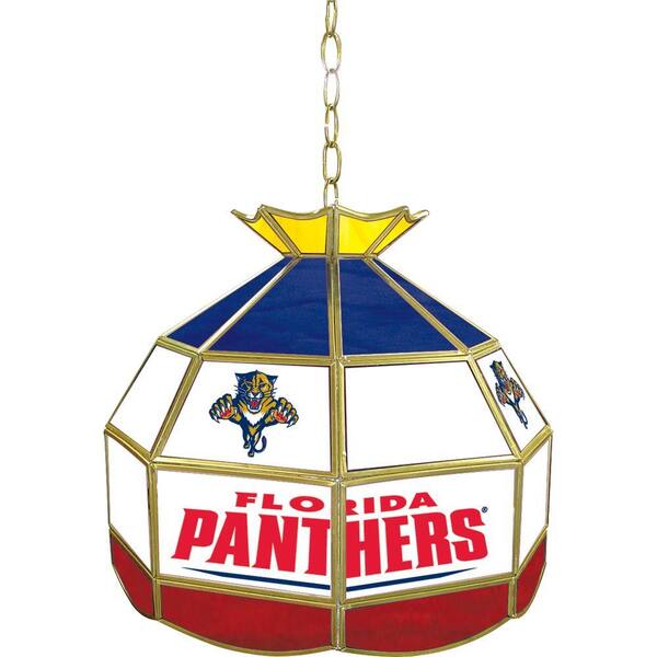 Trademark NHL Florida Panthers 16 in. Gold Hanging Tiffany Style Billiard Lamp