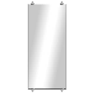 Modern Rustic (25in. W x 65.5in. H) Frameless Rectangular Beveled Wall Mirror Chrome Oval Clips