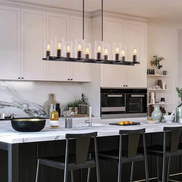 Hayden 10-Light Modern Chandelier, Linear Kitchen Island Pendant Light
