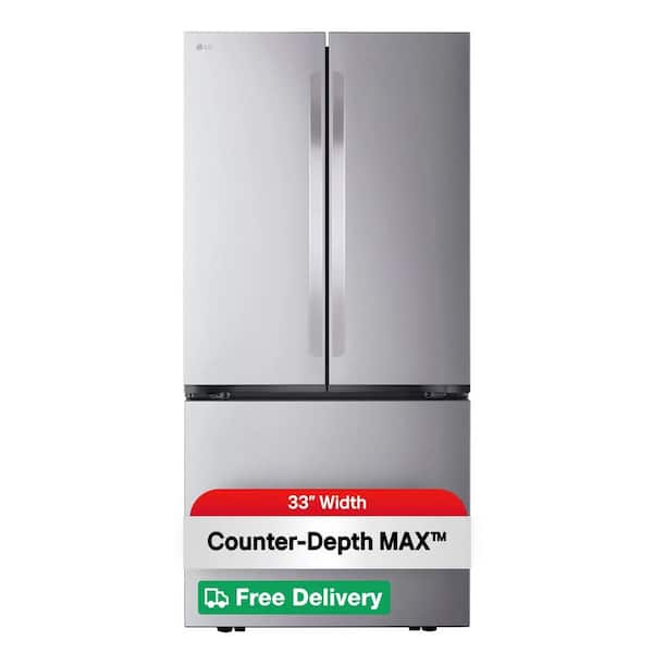 33 in. W. 21 cu.ft. SMART Counter Depth MAX French Door Refrigerator with Ice Maker in PrintProof Stainless Steel