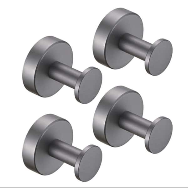 FUNKOL Round Base Wall-Mounted Towel Hooks In Gray, 4-Piece