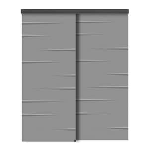 60 in. x 96 in. Hollow Core Light Gray Stained Composite MDF Interior Double Closet Sliding Doors