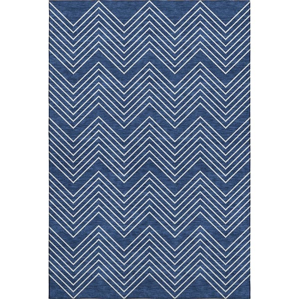 Mayfield Premium Machine Washable Abstract AMF2390 Navy 10 ft. x 14 ft. Area Rug