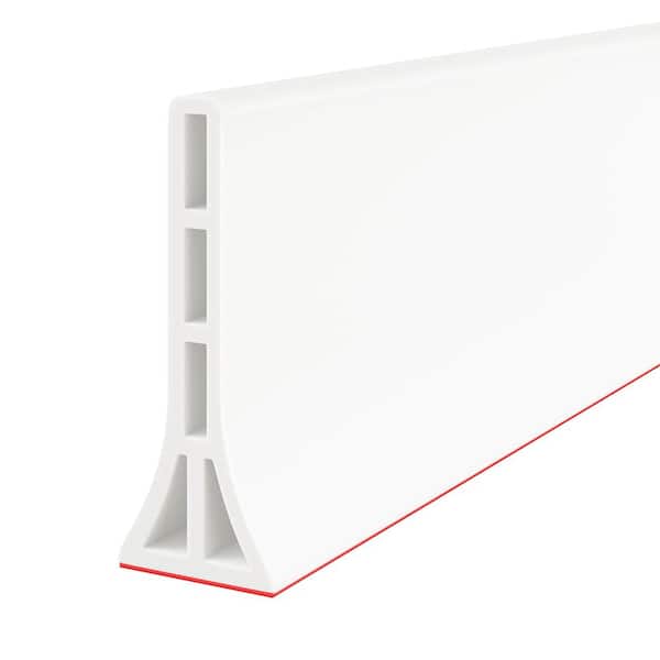 39 in. L x 3.8 in. H Shower Water Dam Collapsible Self-Adhesive Silicone, White, 39 in.