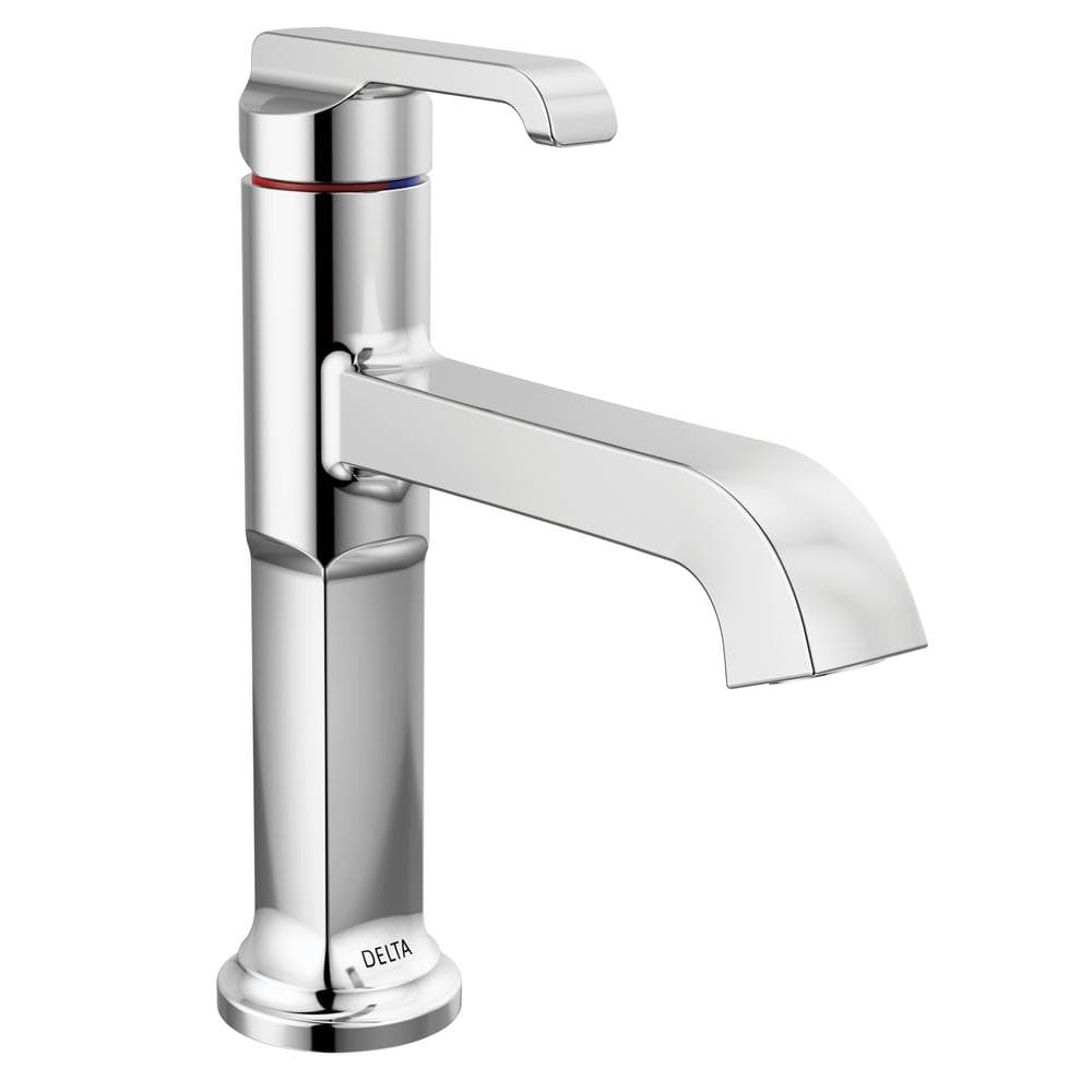 Delta Tetra Single Handle Single Hole Bathroom Faucet In Lumicoat Polished Chrome 589 Pr Lpu Dst