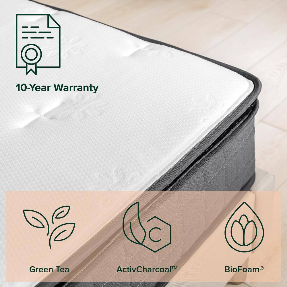 King Size Gray Eurotop Gel Memory Foam Hybrid Mattress