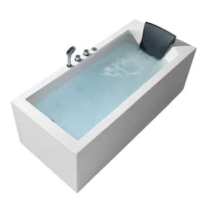 71 in. Acrylic Left Drain Rectangular Alcove Whirlpool Bathtub in White