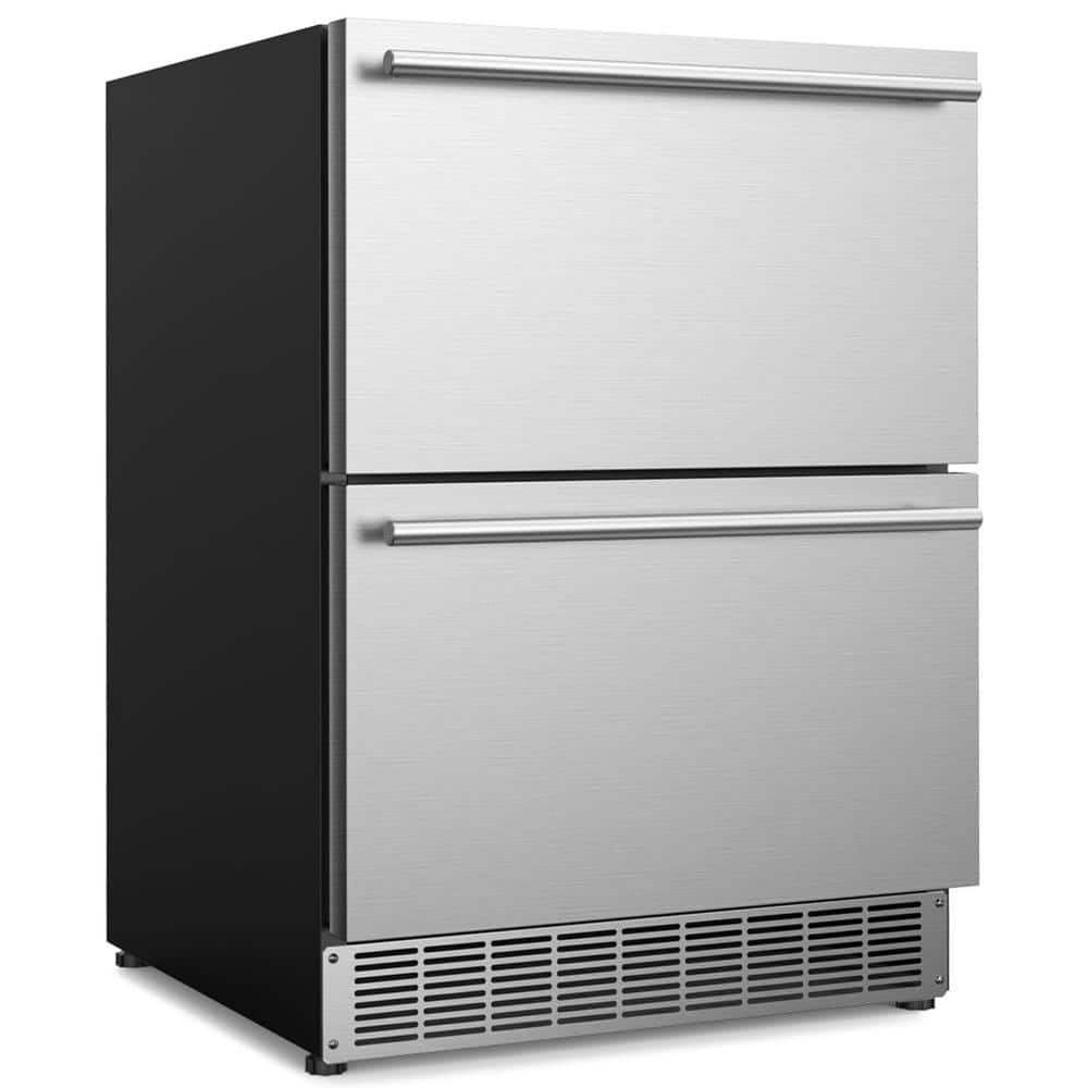 24 in. 4.9 cu. ft. Under Counter Double Drawer Refrigerator in Stainless Steel, 34&#194;&#176;F to 65&#194;&#176;F