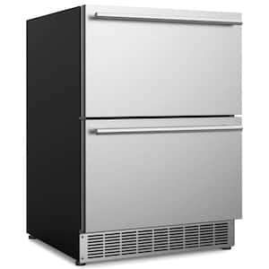 24 in. 4.9 cu. ft. Under Counter Double Drawer Refrigerator in Stainless Steel, 34°F to 65°F