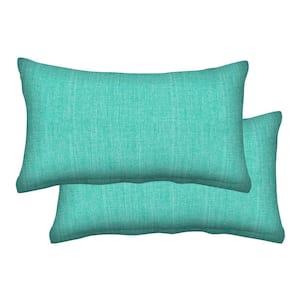 Outdoor Lumbar Toss Pillow Textured Solid Surf Aqua