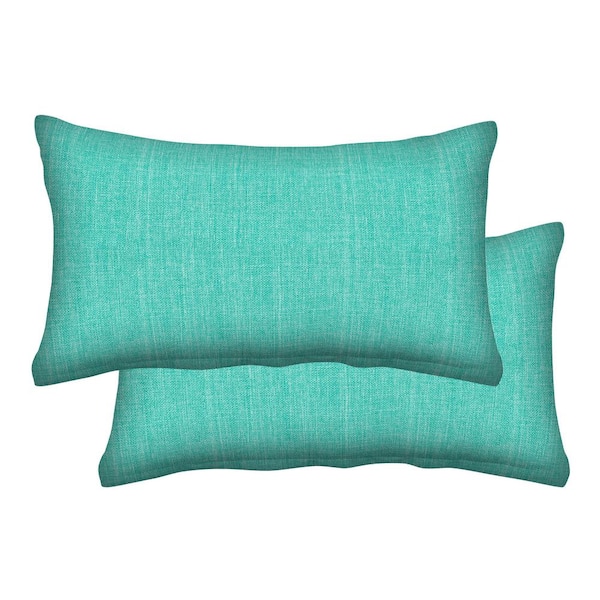 Honeycomb Outdoor Lumbar Toss Pillow Textured Solid Surf Aqua