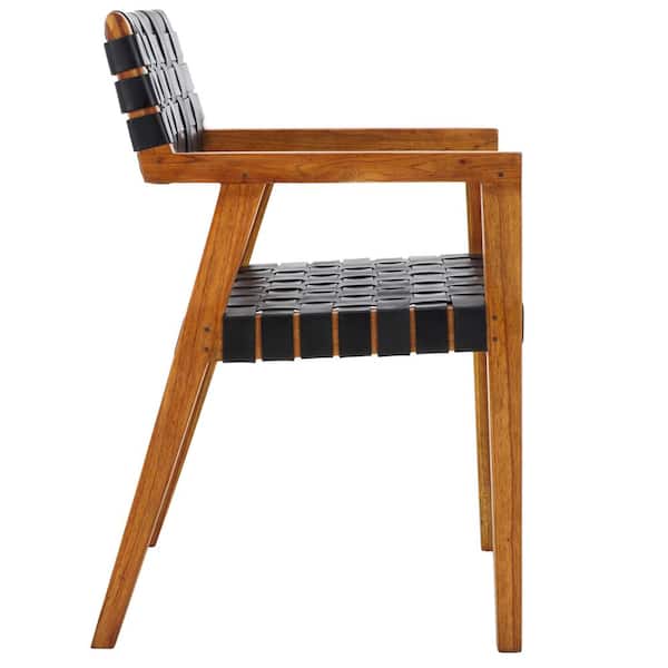 SAFAVIEH Cire Black/Natural 15.5 in. Mahagony Dining Chair