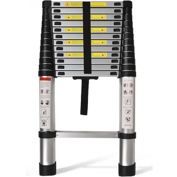 Telescoping Extension Ladder Reach 14 ft. Lightweight Folding Aluminum Ladder 330 lbs. Capacity for Home RV Roof Attic