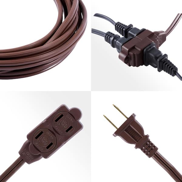 GE ft. 16/3 3-Outlet Polarized Extension Cord, Brown 51932 The Home  Depot