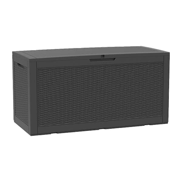 Unbranded 100 Gal. Large Polypropylene Deck Box with Lockable Lid, Durable Outdoor Storage For Patio Lawn and Garden, Black