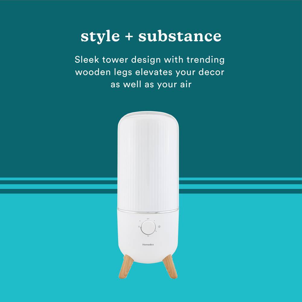 HoMedics White Ultrasonic Cool Mist Humidifier with Wood Legs