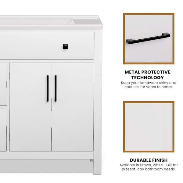 36 in. White Wood Single Sink Freestanding Bathroom Vanity with White Ceramic Top