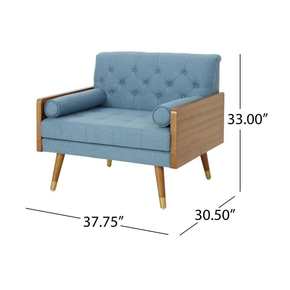 Blue and Walnut Mid-Century Modern Club Chair