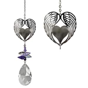 Woodstock Rainbow Makers Collection, Crystal Fantasy, 4.5 in. Winged Heart Crystal Suncatcher