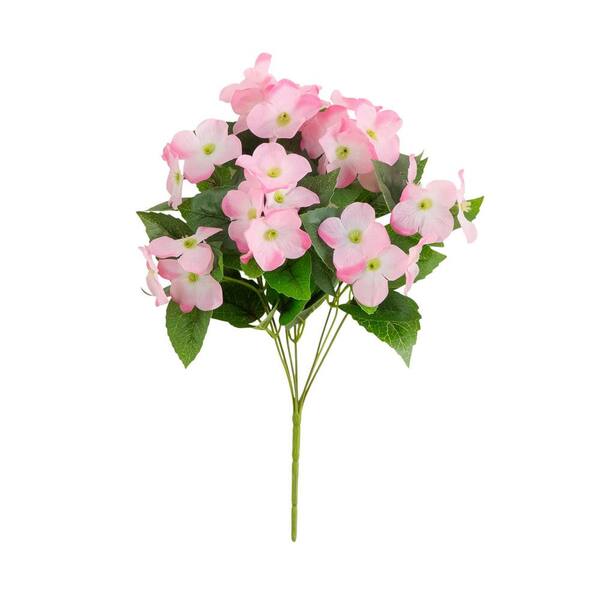 Nearly Natural 14in. Pink UV Resistant Artificial Hydrangea Bush