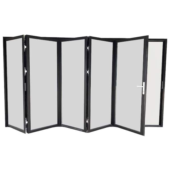 Teza 90 Series 144 in. x 96 in. Matte Black Right to Left Outswing Aluminum Bi-Fold Door