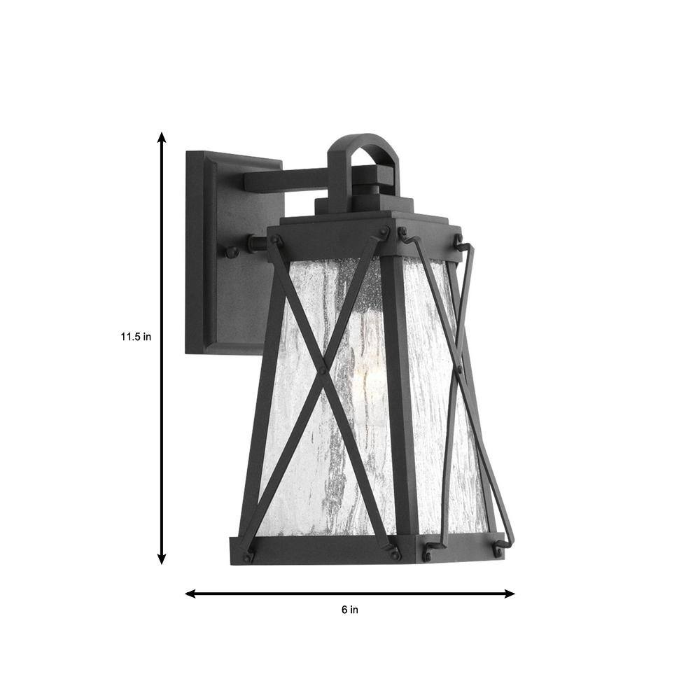 Creighton Black and Bronze Outdoor Wall Lantern with Clear Glass