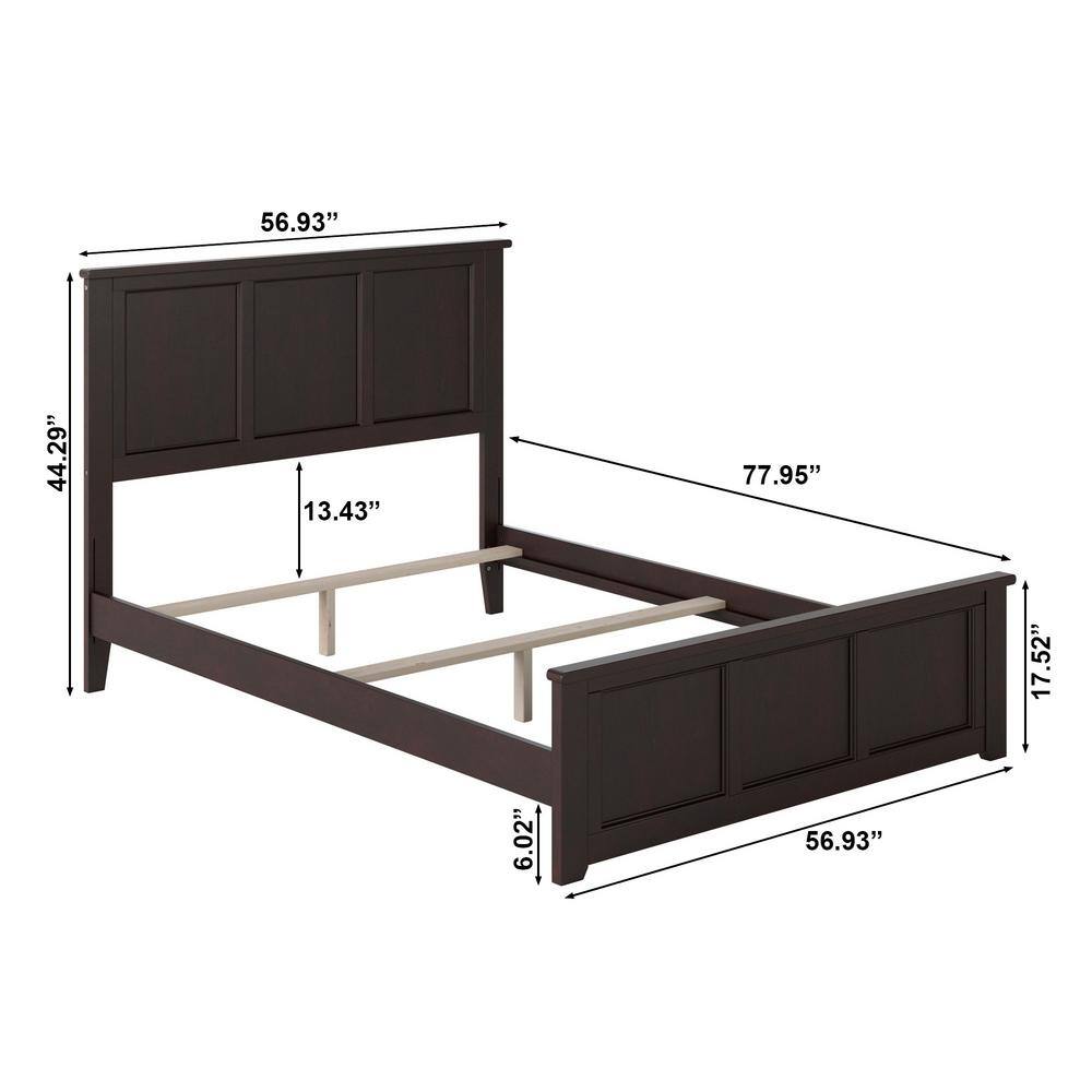 Madison Espresso Full Wood Platform Bed with Headboard