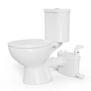 Rear Drain Macerating Toilet 2-Piece 1/1.6 GPF Double Flush Elongated Toilet with .8 HP Macerating Pump in White