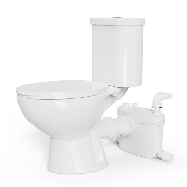Simple Project Rear Drain Macerating Toilet 2-Piece 1/1.6 GPF Double Flush Elongated Toilet with .8 HP Macerating Pump in White