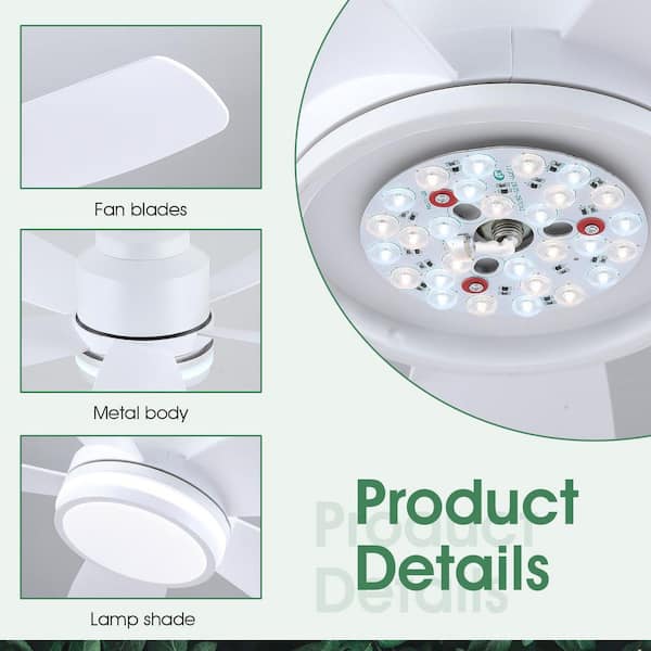 Kviflon 41 in. Indoor/Outdoor Flush Mount White Ceiling Fan with